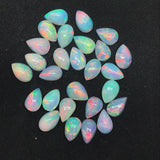 Ethiopian Opal 5X8MM Pear size Cabs Pack of 2 Pieces - AAA Quality, Opal Cabochon - Ethiopian Opal Pear Cabochon, code P-1