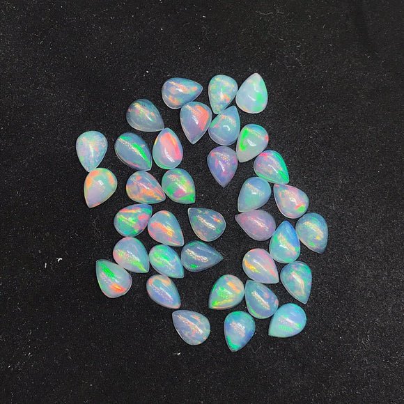 Ethiopian Opal 5X8MM  Pear size Cabs Pack of 2 Pieces - AAA Quality, Opal Cabochon - Ethiopian Opal Pear Cabochon, code P-1