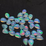 Ethiopian Opal 5X8MM  Pear size Cabs Pack of 2 Pieces - AAA Quality, Opal Cabochon - Ethiopian Opal Pear Cabochon, code P-3