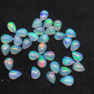 5 Pcs Ethiopian Opal 5X8MM Pear size Cabs- AAA Quality, Opal Cabochon - Ethiopian Opal Pear Cabochon, code P-3