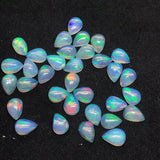 Ethiopian Opal 5X8MM Pear size Cabs Pack of 2 Pieces - AAA Quality, Opal Cabochon - Ethiopian Opal Pear Cabochon, code P-3