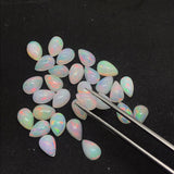 5 Pcs Ethiopian Opal 5X8MM Pear size Cabs Pack of 5 Pieces - AAA Quality, Opal Cabochon - Ethiopian Opal Pear Cabochon, code P-2