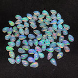 4 Pcs Ethiopian Opal 5x8MM  Pear size Cabs Pack of 4 Pieces - AAA Quality, Opal Cabochon - Ethiopian Opal Pear Cabochon, code P-2