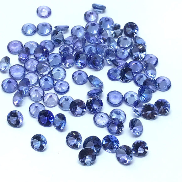 6 PCs Tanzanite Faceted 4MM Round, -Good Quality Natural Tanzanite Cut stone, Pack of 6 PCs.