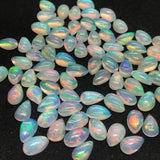 4Pcs Ethiopian Opal 5x8MM  Pear size Cabs Pack of 4Pieces - AAA Quality, Opal Cabochon - Ethiopian Opal Pear Cabochon, code P-1