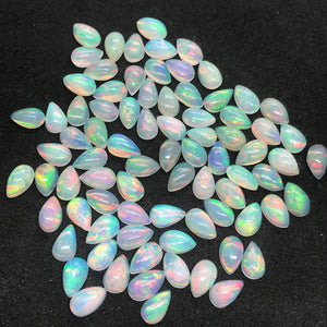 4Pcs Ethiopian Opal 5x8MM  Pear size Cabs Pack of 4Pieces - AAA Quality, Opal Cabochon - Ethiopian Opal Pear Cabochon, code P-1