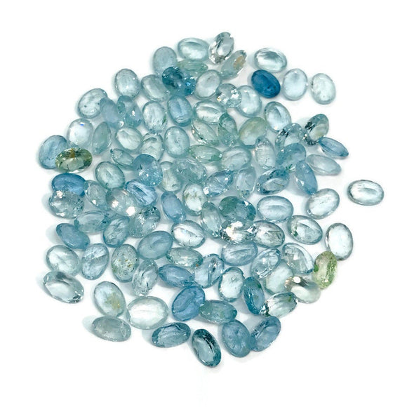 Aquamarine faceted 4X6MM Oval cabs,weight -3ct pack of 5Pc, Blue Aquamarine cabochon , AAA Quality cabs