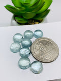 Aquamarine Round Cabochon 9 mm Pack of 2 Pcs - Code #A33- AAA Quality cabs- Natural Aquamarine Cabs