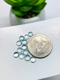 Aquamarine 3 mm Round Cabochon Pack of 6 Pcs - AAA Quality cabs- Natural Aquamarine Cabs