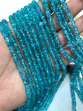 Apatite Faceted Roundel 3 MM AAA Quality Faceted, Apatite Beads- length 13 Inch , natural Apatite Beads