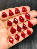 Garnet Rose Cut Fancy Polki - Code# F17-F32 - Garnet Faceted Polki -  AAA Quality- Best for Jewelry making- One Side Cutting