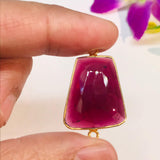 Garnet Fancy shape 21X16 MM Connector, Pack of 1 Pieces, Gold plated connector, code #4, bezel connector, double Bail, Jewelry supply