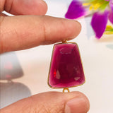 Garnet Fancy shape 21X16 MM Connector, Pack of 1 Pieces, Gold plated connector, code #4, bezel connector, double Bail, Jewelry supply