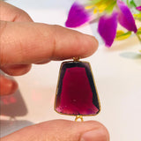 Garnet Fancy shape 21X16 MM Connector, Pack of 1 Pieces, Gold plated connector, code #4, bezel connector, double Bail, Jewelry supply
