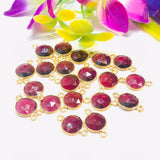 Garnet Round 9MM faceted Connector, Pack of 4 Pieces, Gold plated connector, bezel connector, double Bail, Jewelry supply