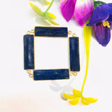 Lapis Faceted Rectangle 29X8MM connector, Pack of 1Pc , double bail, Gold plating , jewelry Supply