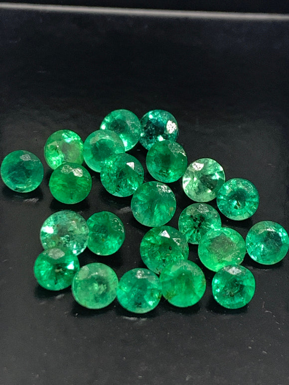 Emerald Round Faceted 4 mm Size - Pack of 2 Pcs - Natural Emerald Cut loose Stone  - Origin Zambia