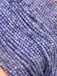 Natural Tanzanite Round Faceted Beads 3 mm Micro Laser Cut Real Genuine Gemstone 40 Cm Length- AAA Quality- Tanzanite faceted Beads