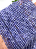Natural Tanzanite Round Faceted Beads 3 mm Micro Laser Cut Real Genuine Gemstone 40 Cm Length- AAA Quality- Tanzanite faceted Beads