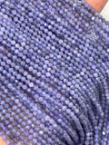 Natural Tanzanite Round Faceted Beads 3 mm Micro Laser Cut Real Genuine Gemstone 40 Cm Length- AAA Quality- Tanzanite faceted Beads