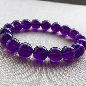 10MM Amethyst Bracelet AAAA Quality- Amethyst Round Beaded Bracelet 7.5 Inch Length-Natural Amethyst Jewelry - Bracelets