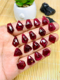 Garnet Rose Cut Fancy Polki - Code # C82-C100- Garnet Faceted Polki -  AAA Quality- Best for Jewelry making- One Side Cutting