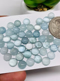 Aquamarine Cabochon 7 mm Pack of 4 Pcs - Code #A24- AAA Quality cabs- Natural Aquamarine Cabs