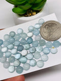 Aquamarine Cabochon 7 mm Pack of 4 Pcs - Code #A24- AAA Quality cabs- Natural Aquamarine Cabs