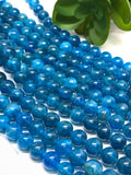 Neon Apatite Round Beads 8mm Size - Code #02 - Perfect Round Beads- 40cm Length - Dark Color - AAA Quality Beads