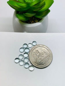 Aquamarine 4 mm Round Cabochon Pack of 6 Pcs - AAA Quality cabs- Natural Aquamarine Cabs