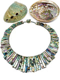 Abalone Shell Necklace - 16x6 to 40x6 mm Size - AAA Quality- Hand Braided Beads Pendant Necklace- Irregular Trapezoid Beads Necklace