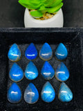 Labradorite Cabochon Pear 13x18 mm • Pack of 2 Pieces • Blue Color AAAA Quality - Natural Labradorite Cabs - Labradorite Stone