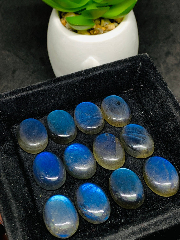 Labradorite Cabochon Oval 12X16 mm • Pack of 2 Pcs • Blue Color AAAA Quality - Natural Labradorite Cabs - Labradorite Stone