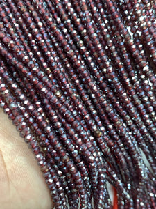 Garnet Faceted Roundel 3 mm size • Garnet Coated Faceted Rondelle • AAA Quality • Length 14 Inch