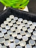 Moonstone Round Checker Cut 7 mm Cabs • Pack of 10 Pcs • Natural White Moonstone Checker Cabs • One Side Checker cut