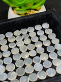 Moonstone Round Checker Cut 7 mm Cabs • Pack of 10 Pcs • Natural White Moonstone Checker Cabs • One Side Checker cut