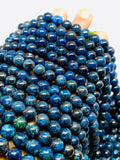 Chrysocolla Round Beads 8mm Size Code #04 • Length 40 cm • AAAA Quality • Dark Blue Color • Natural Chrysocolla Beads