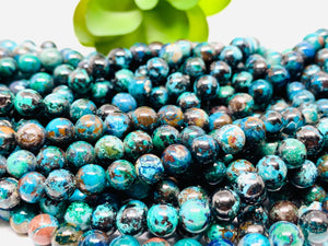 Chrysocolla Round Beads 6 mm Size Code #03 • Length 40 cm • AAA Quality • Natural Chrysocolla Beads