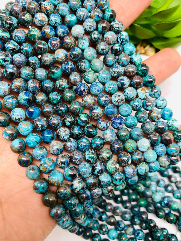 Chrysocolla Round Beads 6 mm Size Code #04 • Length 40 cm • AAA Quality • Natural Chrysocolla Beads