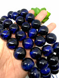 Blue Tiger Eye Round Beads 18 mm size • Length 40 cm • Blue Tiger Eye Beads • Dyed Blue Color • Natural Stone Tiger Eye Beads