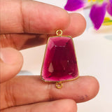 Garnet Fancy shape 21X16 MM Connector, Pack of 1 Pieces, Gold plated connector, code #4, bezel connector, double Bail, Jewelry supply