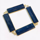 Lapis Faceted Rectangle 29X8MM connector, Pack of 1Pc , double bail, Gold plating , jewelry Supply