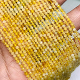 Yellow Opal 2MM Round Faceted, Micro Faceted beads, Round faceted, natural Yellow Opal, length 15.5''