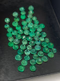 Emerald Round Faceted Cut 3 mm Size - Pack of 4 Pcs - Natural Emerald Cut loose Stone  - Origin Zambia