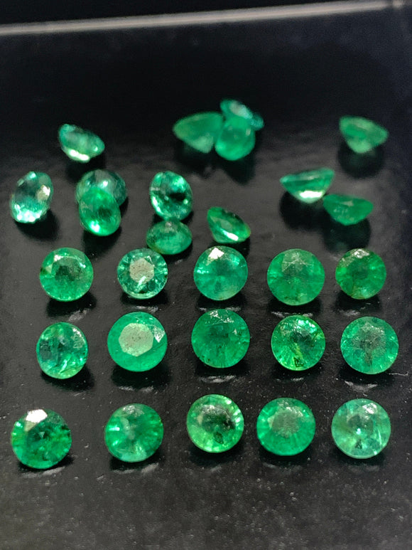 Emerald Round Faceted Cut 3.5 mm Size - Pack of 2 Pcs - Natural Emerald Cut loose Stone  - Origin Zambia