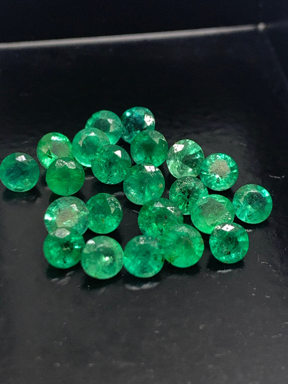 Emerald Round Faceted 4.50 mm Size - Pack of 1 Piece - Natural Emerald Cut loose Stone  - Origin Zambia