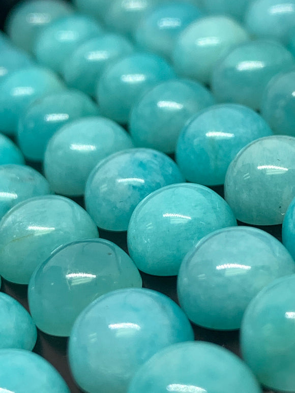 Amazonite Round Cabochons 8mm | Pack of  4 Pcs | AAA Quality | Peruvian Round Aqua Blue Amazonite Cabochons | Peruvian Amazonite Cabochons