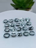 Aquamarine Faceted Oval Cabochon 6x8 mm- Pack of 2 Pcs - Medium Light Blue Color- Natural Blue Aquamarine cabochon - AAA Quality