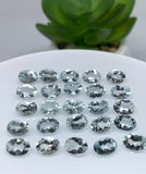 Aquamarine Faceted 5X7 MM Oval Cabochon, Pack of 4 Pcs - Medium Light Blue Color- Natural Aquamarine cabochon - AAA Quality