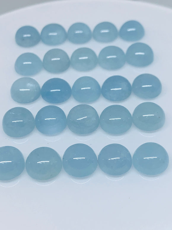 Aquamarine 8MM Cabochon Pack of 2 Pcs - Code #CH01 - AAA Quality cabs- Natural Aquamarine Cabs